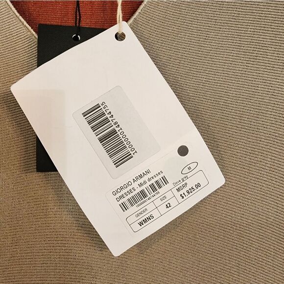 NWT Giorgi Armani Taupe Midi Dressin TAUPE/CREAM STUNNING - Picture 6 of 8
